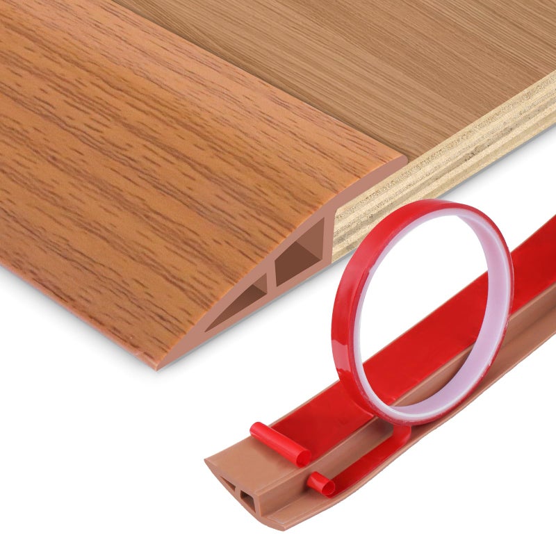 DBHXXMB-HH Floor Transition Strip Vinyl Door Threshold Ramp Self Adhesive Carpet Edging Strip Doorway Edge Trim, Overlap Edge Reducer for Laminate Carpet, Floor, Tile (Orange Oak, 2/5"" to 3/5"", 3.3Ft) - Image 1